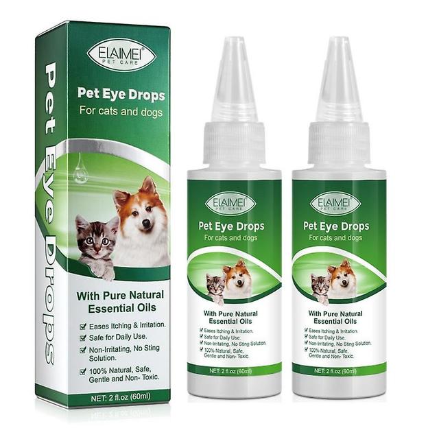 2pcs Dog Cat Conjunctivitis Eye Drops,lacrimal Conjunctivitis Red Swelling Anti Inflammatory Bactericidal Eye Care Cleaner Tear Stain on Productcaster.