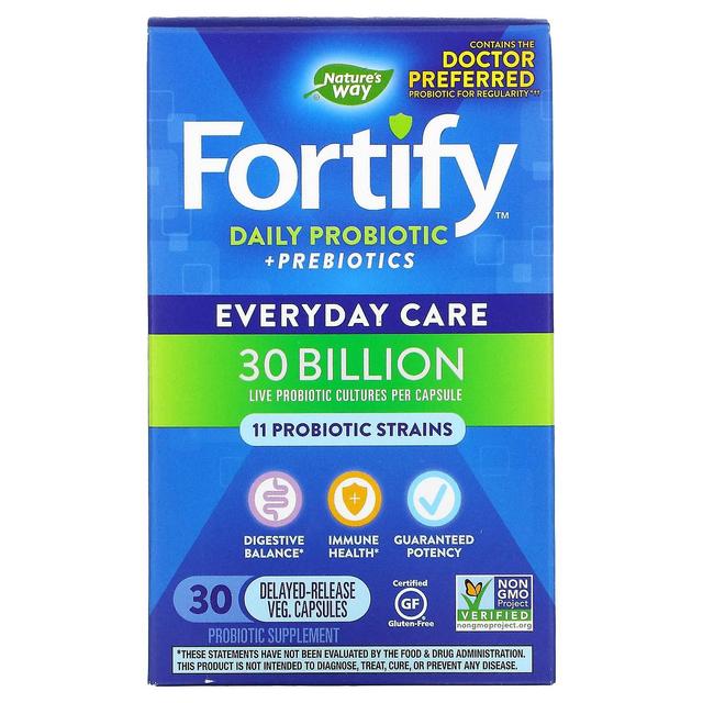 Nature's Way, Fortify, Daily Probiotic + Prebiotics, Everyday Care, 30 Billion CFU, 30 Delayed-Relea on Productcaster.