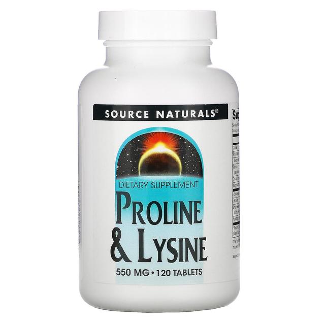 Source Naturals, L-Proline & L-Lysine, 550 mg, 120 Tablets on Productcaster.