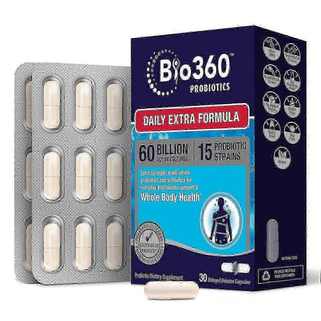 Bio360 probiotics daily extra formula, vegan probiotics for extra support, capsules, 30 ea on Productcaster.