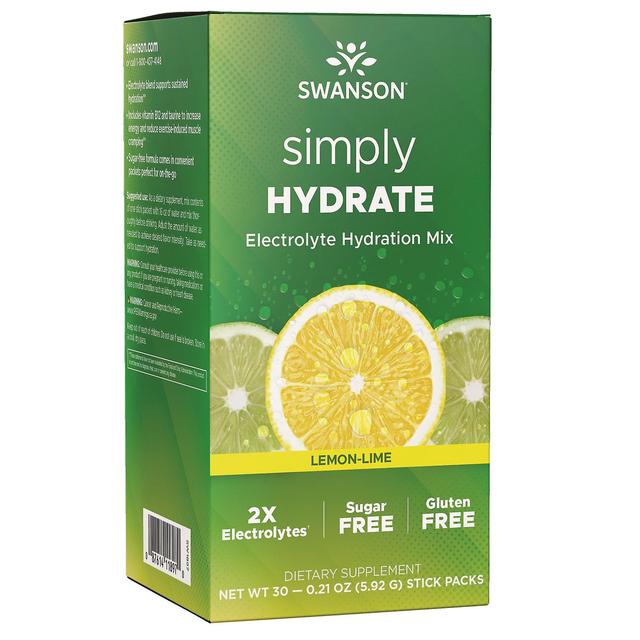 Swanson Simply HYDRATE elektrolyyttihydraatioseos (sitruuna-lime) 30 pakettia on Productcaster.