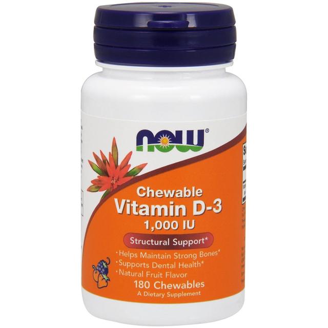 NOW Foods Ora alimenti, chewable Vitamina D-3, Sapore di frutta naturale, 1.000 IU, 180 Masticabili on Productcaster.