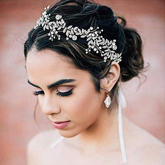 Dewenwils Dww-Une pice strass argent bandeau de mariage perle cheveux vigne bohme casque pour maries-accessoires de cheveux de marie on Productcaster.