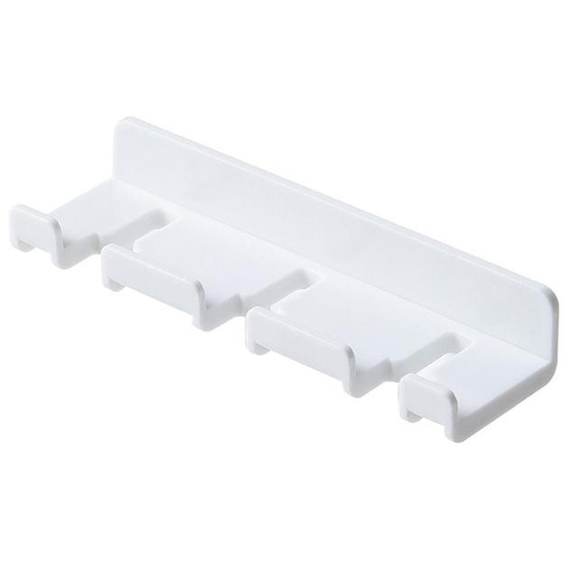 Wall Mounted Plug Hook Multipurpose Toothbrush Hanging Rack No Driling Bathroom Adhesive Hook White on Productcaster.