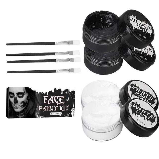 Black Face Paint Clown White Makeup, Halloween Cosplay Sfx Makeup Black And White Set Oil Based Face Paint Makeup Halloween 2pcs black white on Productcaster.