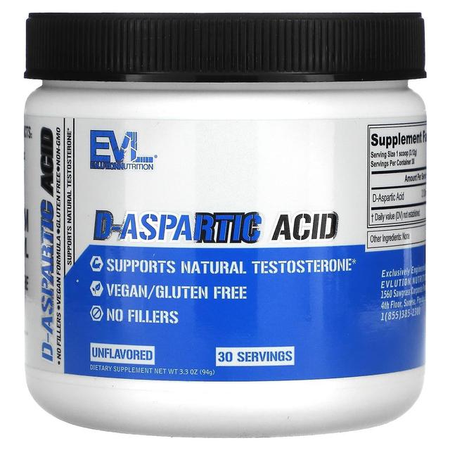 EVLution Nutrition, D-asparaginsyra, Smaklös, 3.3 oz (94 g) on Productcaster.