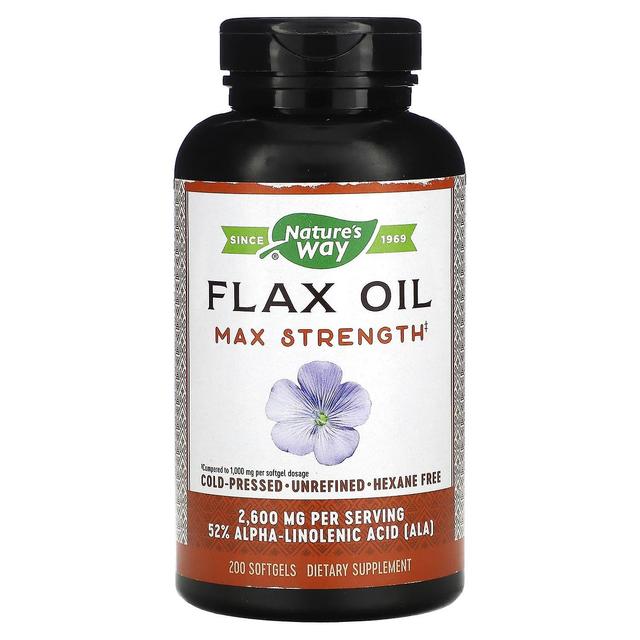 Nature's Way, Flax Oil, Max Strength, 1,300 mg, 200 Softgels on Productcaster.