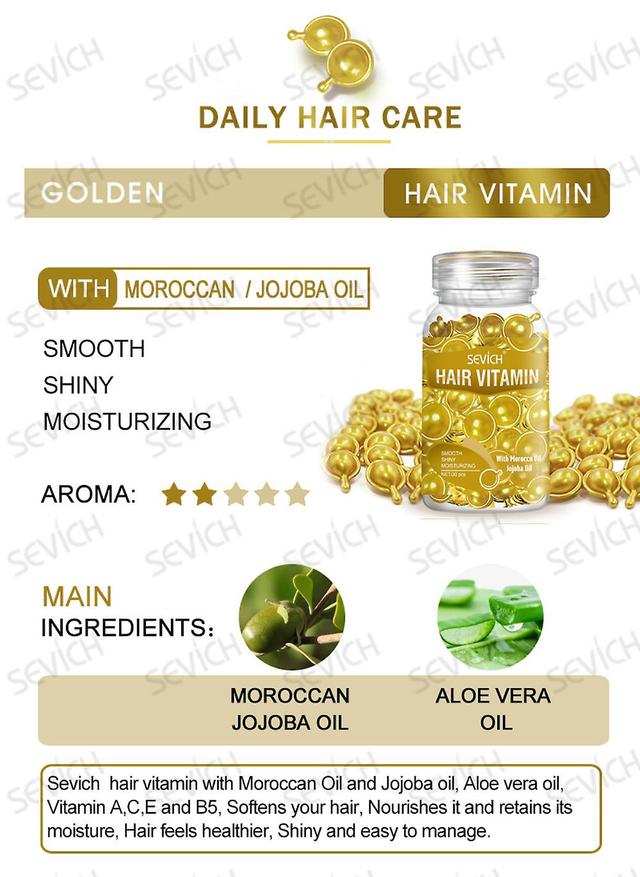 30PCS Vitamin Kapsler, Vitamin Castor Oil Kapsler til hårvækst Guld on Productcaster.