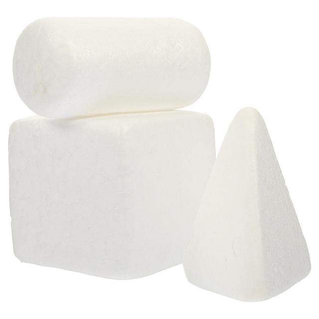 3pcs Blank Foams Blocks Kids Painting Foams Kids Educational Model Kids Shape Cognitive Model White 9.7X6.3CM on Productcaster.