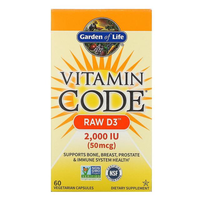 Garden of Life, Vitamin Code, RAW D3, 50 mcg (2,000 IU), 60 Vegetarian Capsules on Productcaster.