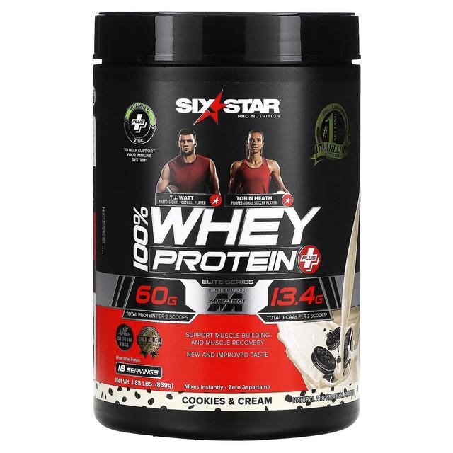 Six Star Seis Estrelas, Série Elite, 100% Whey Protein Plus, Cookies & Cream, 1,85 lbs (839 g) on Productcaster.