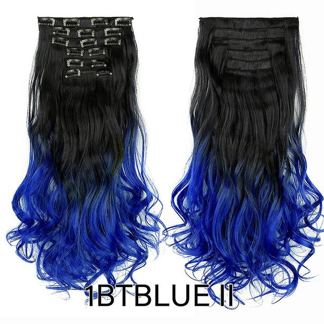 Duqi Leeons Synthetic Hair Curly Clip In Wig Extension 16 Clips In Hair Extension Hair Pieces Fake Hair Extension Synthetic 49 Colors curly 1btblue... on Productcaster.