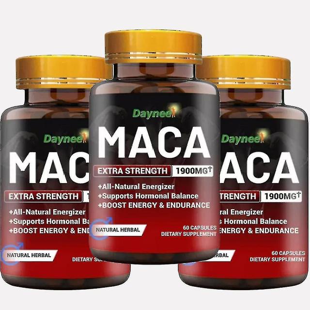 1 Bottle Of Maca Capsules For Men (1900mg) - Physical Enhancement - Dietary Supplement To Enhance Sexual Performance And Male Fertility 3pcs on Productcaster.