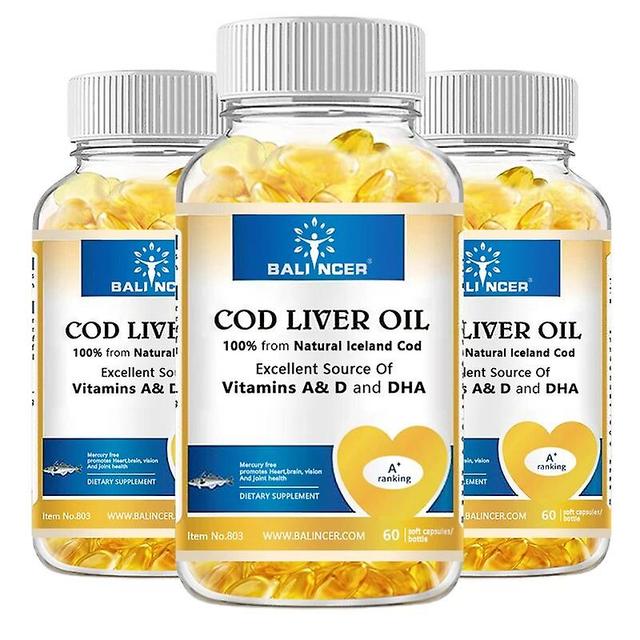 Venalisa Cod Liver Oil Capsules Vitamins A & D and DHA Support Stress Relief, Strengthen The Brain, Bones,Improve Memory and Intelligence 60count-3... on Productcaster.