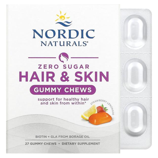 Nordic Naturals, Zero Sugar Hair &; Skin Gummy Chews, mansikkalimonadi, 27 kumimaista purulua on Productcaster.