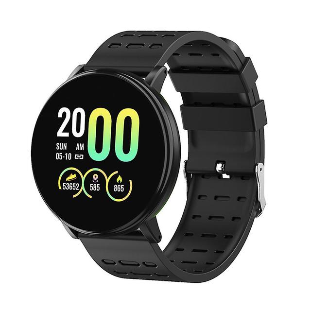 Bluetooth-compatible Round Dial Sports Bracelet Waterproof Anti-drop Watches For Sports Fitness Gym Black on Productcaster.