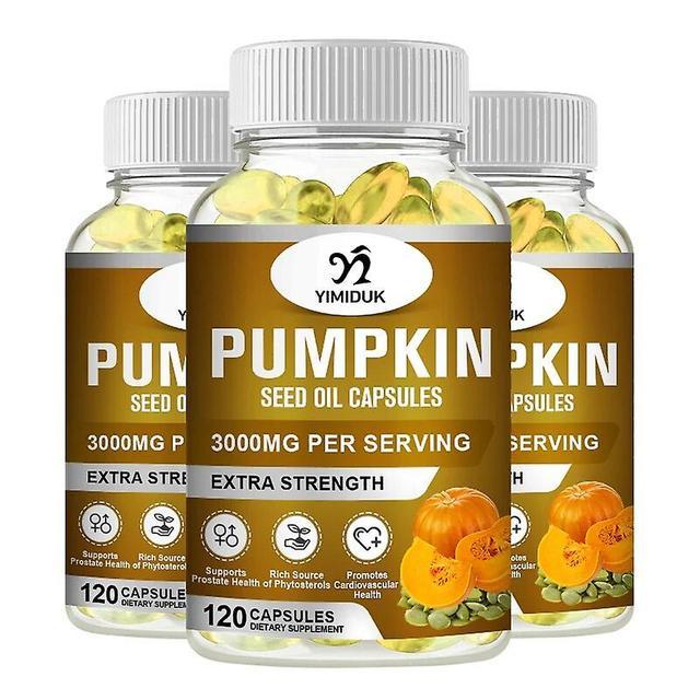 Vorallme Pumpkin Seed Oil 2000 Mg Supports Prostate Health 60/120 Capsules Improves Sperm Quality And Vitality 3 Bottles 60pcs on Productcaster.