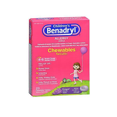 Benadryl Children'S Allergy Chewable Tablets Grape Flavored, 20 Tabs (Pack of 1) on Productcaster.