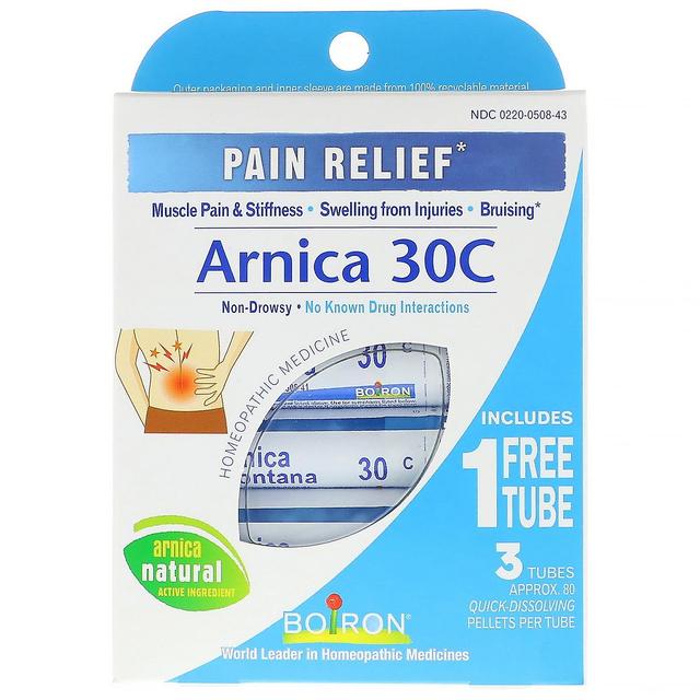 Boiron, Single Remedies, Arnica 30C, Pain Relief, 3 Tubes, 80 Pellets Each on Productcaster.