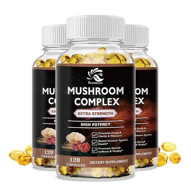 Visgaler Kapsula Mushroom Complex - Lion's Mane Reishi Cordyceps Chaga Chaga Morčací chvost Nootropická mozgová pamäť a zameranie Úľava od stresu 3... on Productcaster.