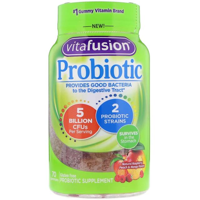 VitaFusion, Probiótico, Sabor Natural de Frambuesa, Melocotón y Mango, 5 mil millones de UFC, 70 Gomitas on Productcaster.