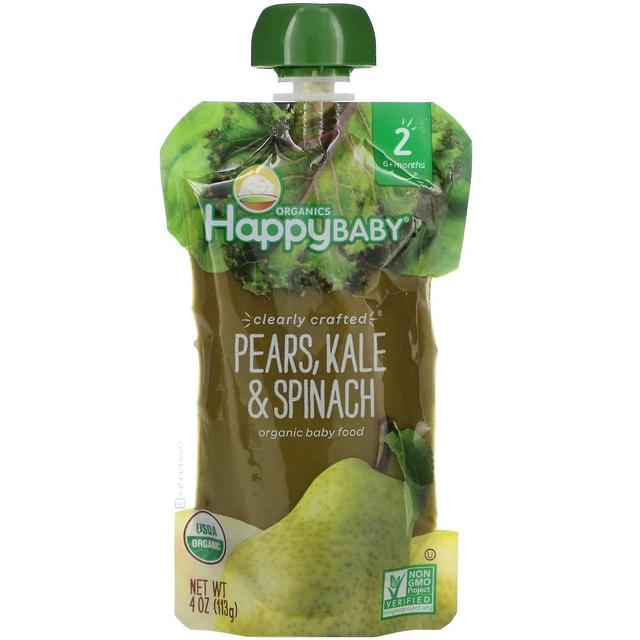 Happy Family Organics, Happy Baby, Organic Baby Food, 6+ Months, Pears, Kale & Spinach, 4 oz (113 g) on Productcaster.