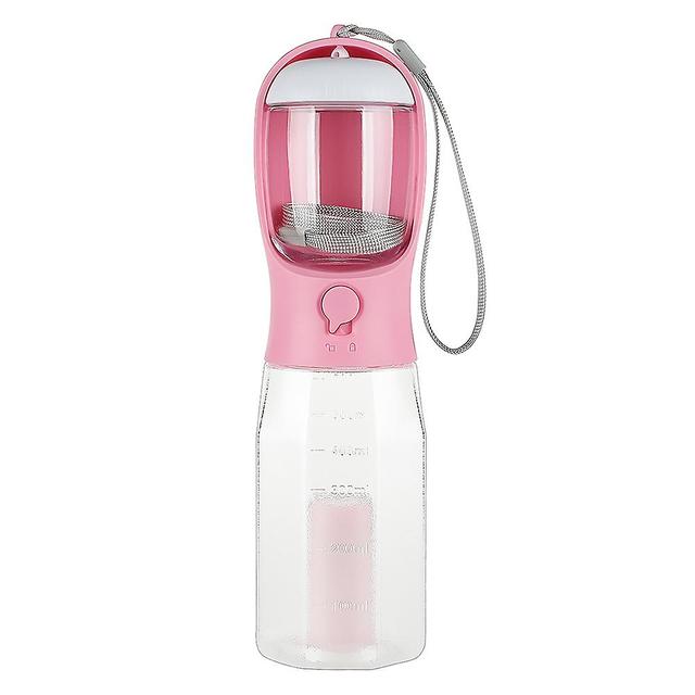 3 In 1 Portable Dog Water Bottle Multi-functional Pet Water Dispenser With Food Container And Waste Bag (kallaite) Sakura Pink on Productcaster.