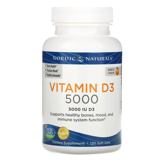 Nordic Naturals, Vitamin D3 5000, Orange, 5,000 IU, 120 Soft Gels on Productcaster.