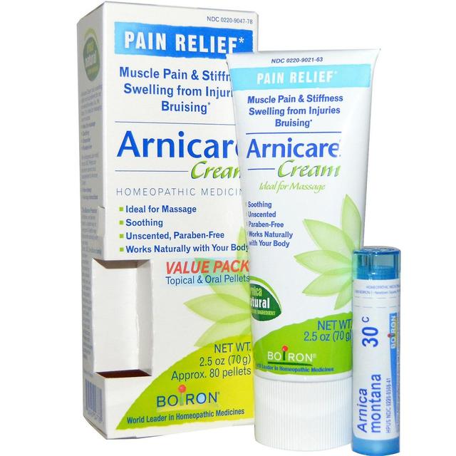 Boiron, Arnicare Cream, Smärtlindring, 2,5 oz (70 g), Appr. 80 Pellets on Productcaster.