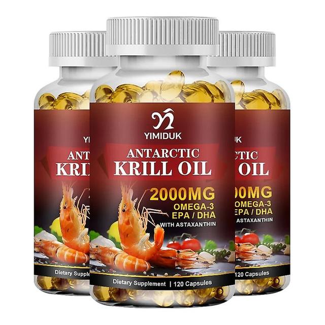 Sofirn Antarctic Krill Oil 2000 mg with Omega-3s EPA, DHA, Astaxanthin and Phospholipids 120 Softgels Capsules 3 Bottles 120pcs on Productcaster.