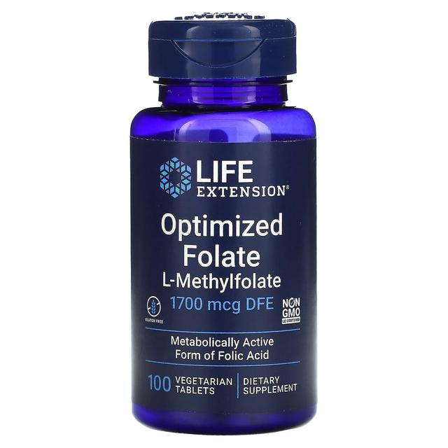 Life Extension, Optimized Folate, 1,700 mcg DFE, 100 Vegetarian Tablets on Productcaster.