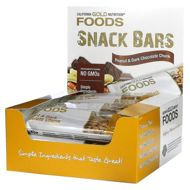 California Gold Nutrition, FOODS, Peanut & Dark Chocolate Chunk Bars, 12 Bars, 1.4 oz (40 g) Each on Productcaster.