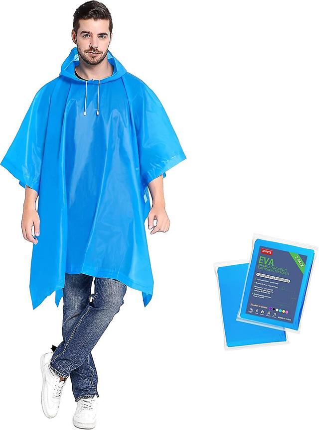 Baicccf Lot De 2 Ponchos De Pluie Pour Femme Et Homme Avec Capuche Cordon Pour Adultes Bleu on Productcaster.