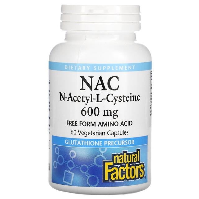 Natural Factors, NAC, N-Acetyl-L-Cysteine, 600 mg, 60 Vegetarian Capsules on Productcaster.