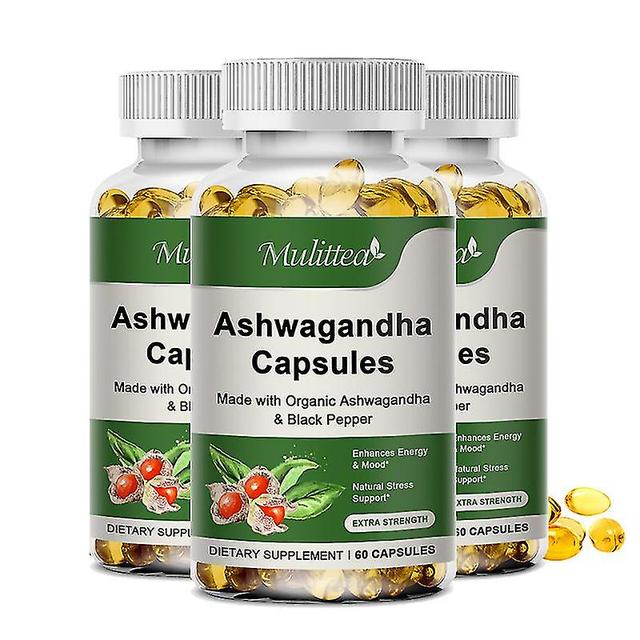 Guoguo Orgaaninen ayurvedinen ashwagandha-uutekapseli lievittää stressiä, nukkuu paremmin, parantaa immuniteettia, energiaa, tukee terveyttä 3 pull... on Productcaster.