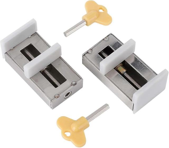 2 pices avec cl Serrure de scurit de cadre de porte en alliage d'aluminium, verrouillage de double fentre coulissantes rglables Serrures de scurit on Productcaster.