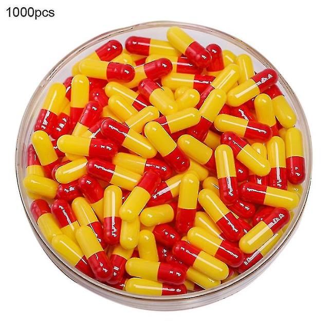 1000pcs Transparent Hol Gelatin Empty Separated Medical Powder Capsule Shells Red Yellow on Productcaster.