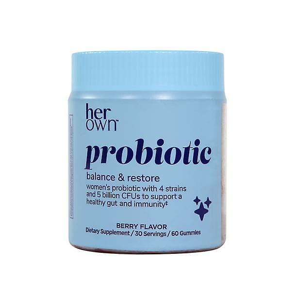 Her own probiotic gummies, 4 probiotic strains, beet fos prebiotic fiber, apple cider vinegar, digestive health, natural berry flavor, 60 gummies on Productcaster.