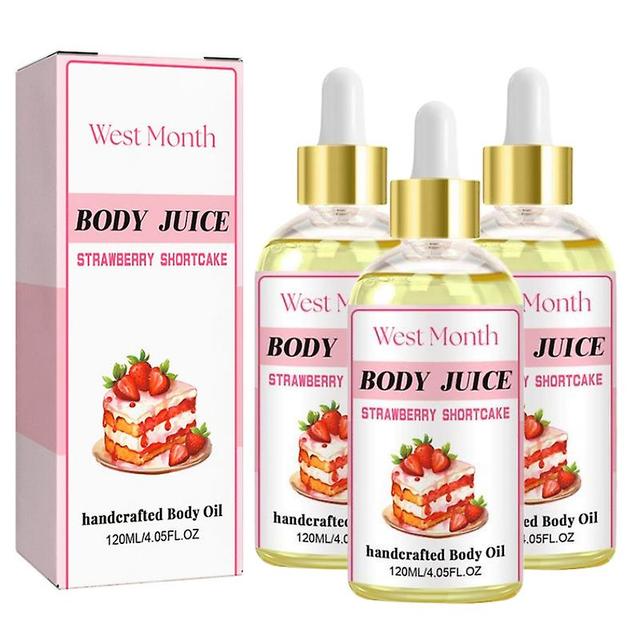 3pcs Wildplus Body Juice Oil Strawberry Shortcake, Handcrafted Body Oil For Women on Productcaster.