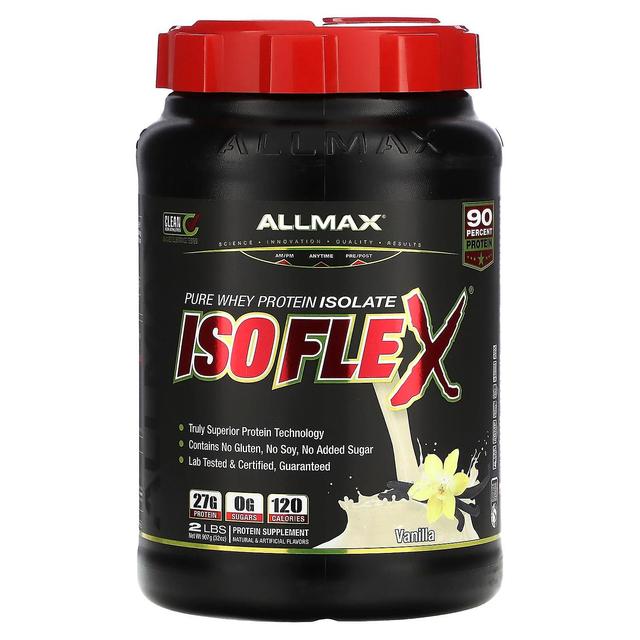 ALLMAX, Isoflex, Pure Whey Protein Isolate (WPI Ion-Charged Particle Filtration), Vanilla, 2 lbs (90 on Productcaster.