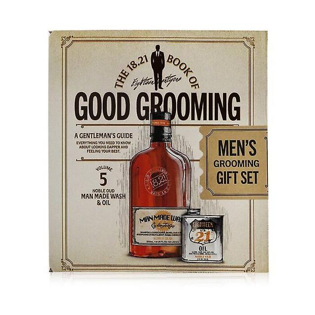 18.21 Man Made Book of good grooming gift set volume 5: noble oud (wash 532ml + oil 60ml ) - 2pcs on Productcaster.