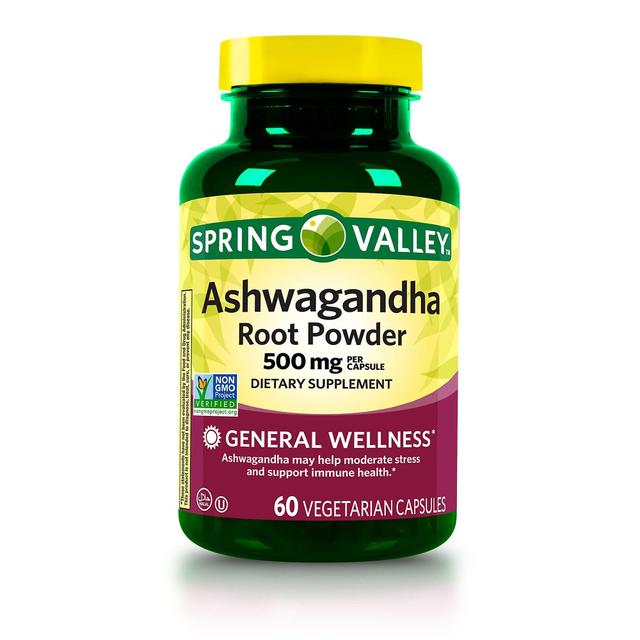 Spring valley ashwagandha root powder vegetarian capsules, 500 mg, 60 count on Productcaster.