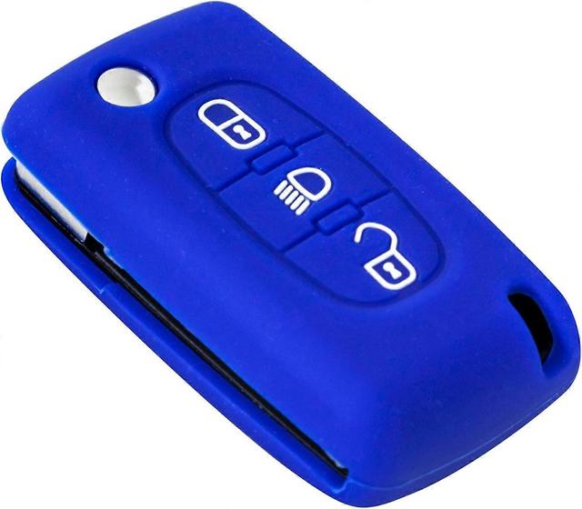 Housse de protection en silicone (Bleu), compatible avec les botiers de cls ou tlcommandes trois boutons Citron et Peugeot on Productcaster.