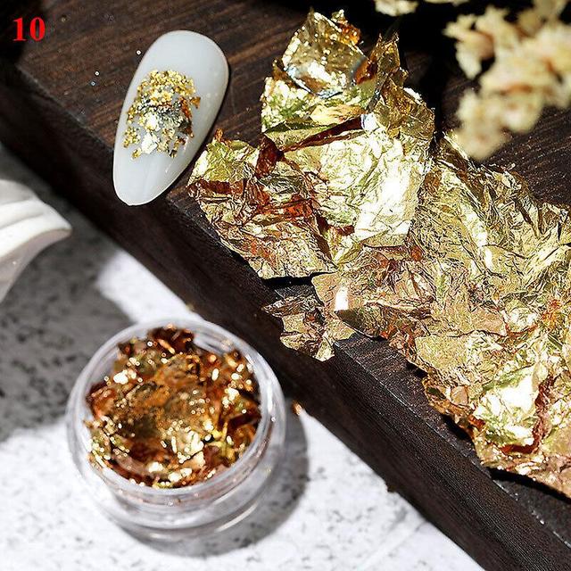 Gold Silver Aluminum Nail Foil Glitter Stickers Sequins Irregular Flakes Powder 10 on Productcaster.