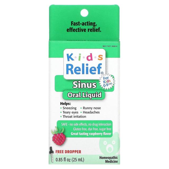 Homeolab USA, Kids Relief, Sinus Oral Liquid, Para Crianças 0-9 Anos, Framboesa, 0,85 fl oz (25 ml) on Productcaster.