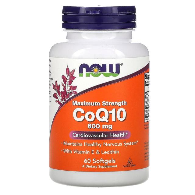 NOW Foods, CoQ10 with Vitamin E & Lecithin, Maximum Strength, 600 mg, 60 Softgels on Productcaster.