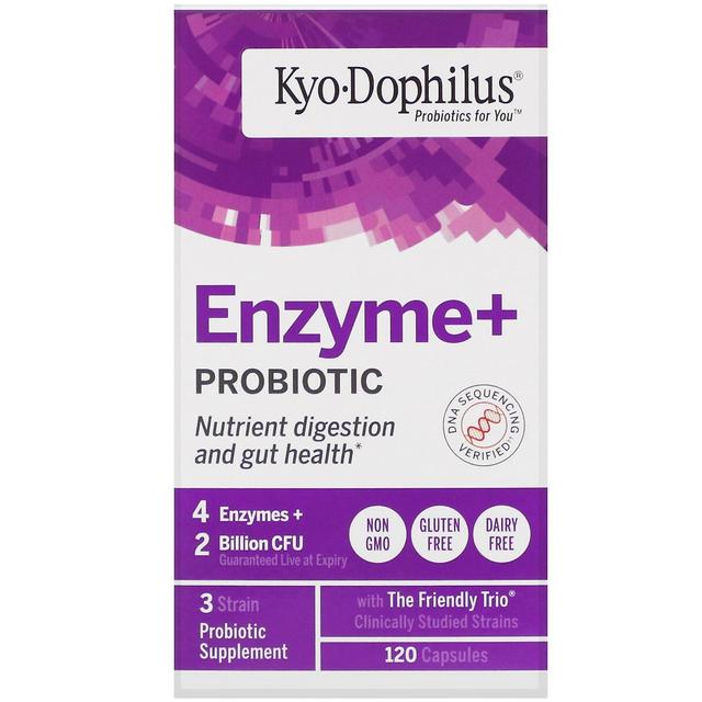 Kyolic, Kyo-Dophilus, Enzyme+ Probiotic, 2 Billion CFU, 120 Capsules on Productcaster.