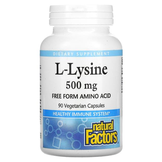 Natural Factors Czynniki naturalne, L-lizyna, 500 mg, 90 wegetariańskich kapsułek on Productcaster.