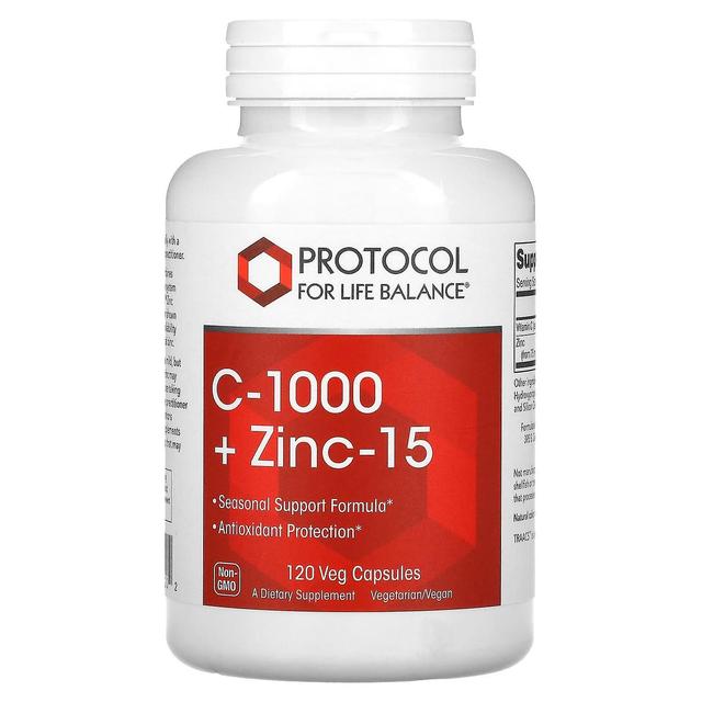 Protocol for Life Balance Protocollo per l'equilibrio della vita, C-1000 + zinco-15, 120 capsule veg on Productcaster.