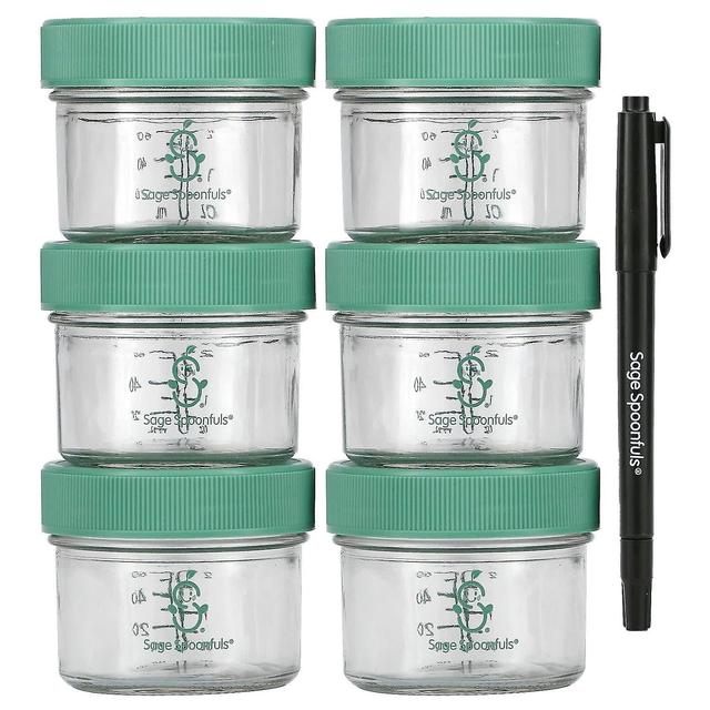 Sage Spoonfuls, Glass Baby Food Storage Jars, 6 Pack, 4 oz Each on Productcaster.